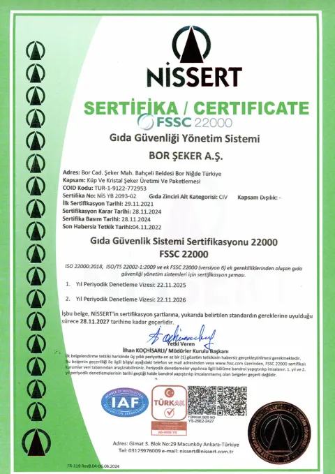 FSSC 22000 GIDA GÜVENLİĞİ SİSTEMİ BELGESİ