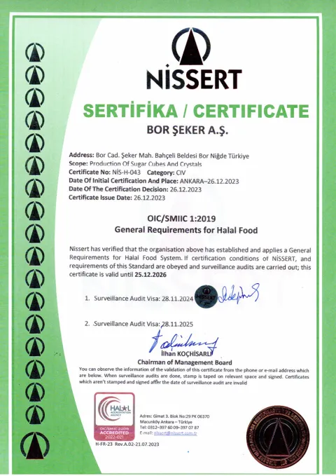 HALAL FOOD CONFORMITY CERTIFICATE